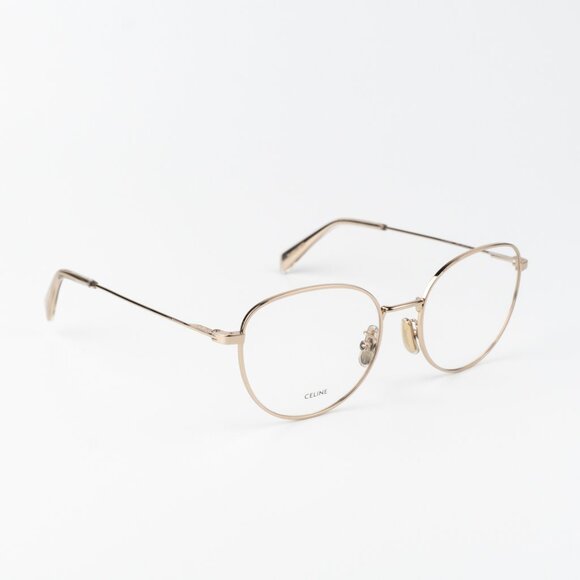 Celine Women Eyeglasses Metal Shiny Rose Gold Demo Round CL50095U 028 BRAND NEW - Picture 9 of 10